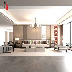 新中式实木沙发现代轻奢简约禅意别墅客厅样板房间售楼部定制家具
