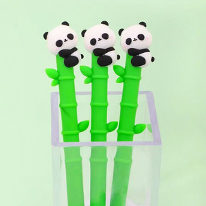熊猫花花造型中性笔高颜值可爱卡通学生奖品签字笔硅胶笔办公礼物