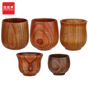 日式木杯子木制茶杯实木随手杯纯手工木头水杯餐厅刻字定制LOGO