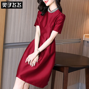 春季2022年新款甜酷女装小个子洋气时髦减龄红色收腰蓬蓬裙连衣裙