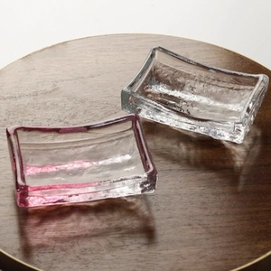 日式玻璃寿司盘创意锤纹刺身平盘透明蘸料盘芥末盘调味碟家用碟子