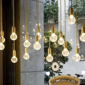 北欧简约水晶玻璃球小吊灯泡个性创意餐厅吧台吊灯led橱窗装饰灯