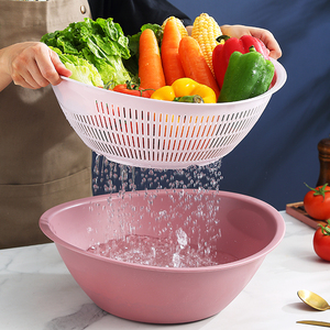 创意沥水篮家用洗菜盆双层水果盘子客厅果篮篮筐收纳带盖厨房用品