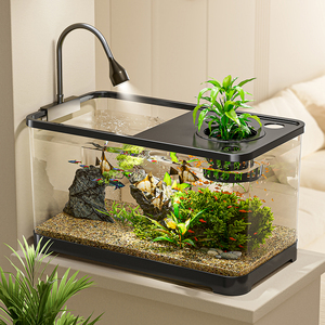 鱼缸家用生态水族箱客厅带盖透明金鱼饲养缸小型造景乌龟缸桌面缸