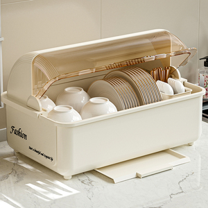 碗筷收纳盒碗柜家用厨房台面带盖装碗盘餐具放碗置物架沥水碗碟架