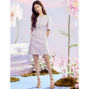 梅梅家 韩国设计师品牌2024新款roem蕾丝小香风连衣裙RMOWE24R11