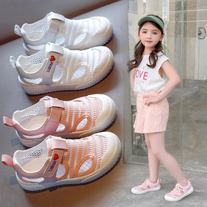 女童运动鞋2024夏季新款儿童软底透气网面凉鞋韩版男童缕空帆布鞋