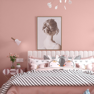 脏粉色墙纸自粘ins风珊瑚粉橘粉网红美容院女孩卧室背景墙壁纸贴