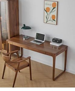北美黑胡桃木书桌现代简约风格白橡木电脑桌樱桃木白蜡木学习桌