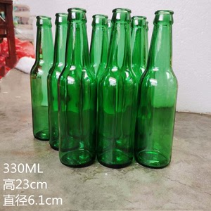 新款棕绿色啤酒瓶空瓶330ml透明汽水瓶饮料瓶带盖玻璃啤酒奶茶瓶
