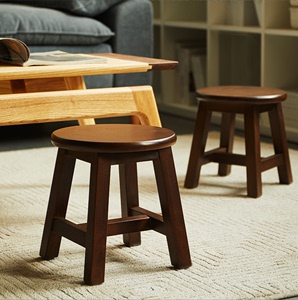 家用门口实木换鞋小凳子圆凳简易玄关凳榉木加厚小方凳板凳茶几凳