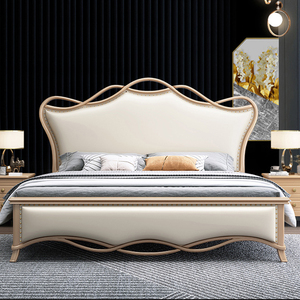 美式轻奢实木床现代简约皮床主卧1.8双人床2*2.2米欧式软靠公主床