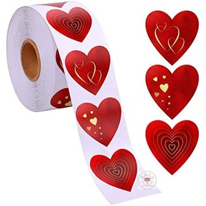 500张/卷红色心形爱心装饰贴纸自粘礼品贺卡情人节婚礼包装封口贴
