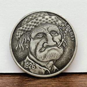 1926编织帽烟斗男流浪币 深雕硬币人物鉴赏艺术雕刻经典收藏银元