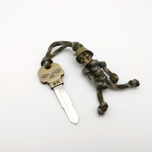 适用于奔达金吉拉300骷髅头个性钥匙胚伞兵钥匙胚钥黄铜匙扣挂绳