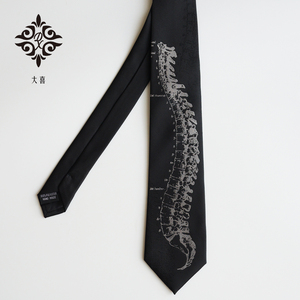 大喜原创设计【脊椎】黑色酷炫领带骨骼男女学生JKDK聚会个性创意