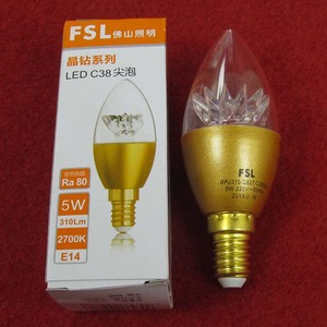 FSL佛山照明5W7W LED节能尖泡E14小螺口灯泡家装水晶吊灯专用光源