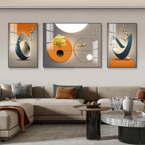 福禄几何客厅装饰画轻奢现代抽象三联画高档墙画沙发背景墙上壁画