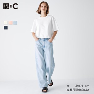 优衣库女装UNIQLO : C宽腿直筒牛仔风长裤(水洗产品)465960