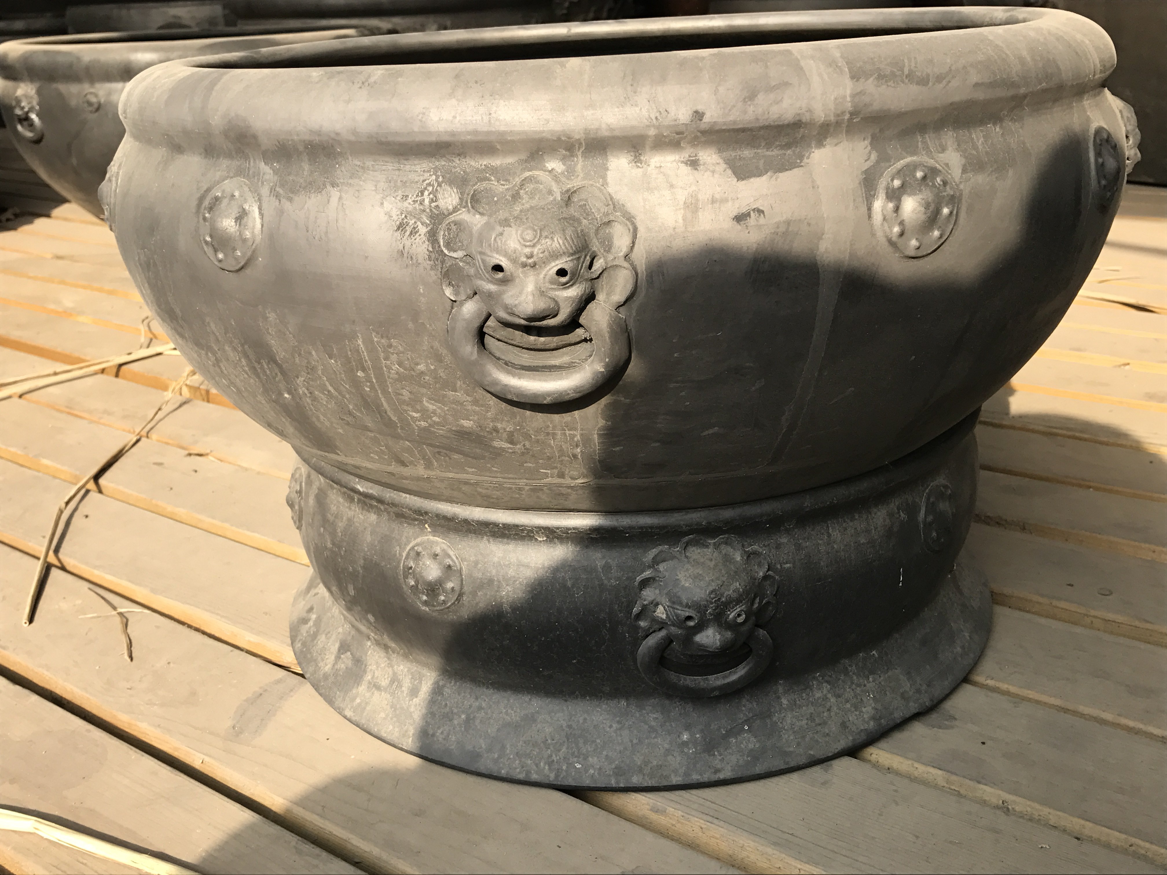 老北京泥盆澄浆泥80cm鼓式泥盆蛤蟆肚瓦盆荷花盆手工精品