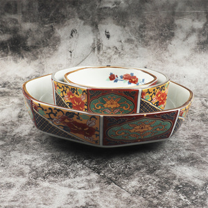 日式八角碗刺身沙拉碗4寸8寸复古异形盘日韩料理汤碗浅碗陶瓷餐具