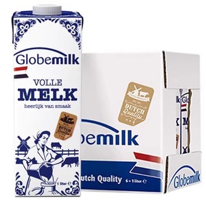 一箱包邮 荷高Globemilk荷兰原装进口全脂纯牛奶3.7优乳蛋白1L*6