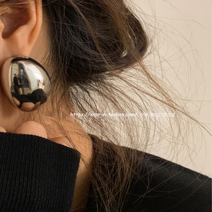 法式耳环很有存在感不规则鹅卵石蛋形空心夸张大耳环ins小众耳饰