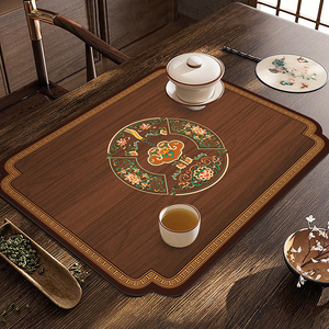 新中式禅意木纹茶席桌布茶垫吸水防滑瞬干茶盘垫茶旗茶台茶几垫子
