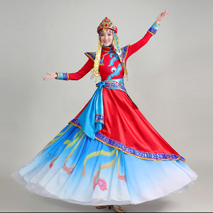 蒙古族舞蹈演出服女蒙族盛装服饰蒙古舞服高端少数民族演出表演服