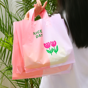 绿色郁金香服装包装手提袋 童装玩具精品男女装店购物袋手拎袋子