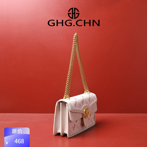 GHG轻奢 新中式国风高级感白色链条小方包包女2024新款斜挎包夏季