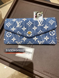 日本代购直邮 LV 丹宁牛仔 蓝色牛仔 老花logo 长款钱包 M81183