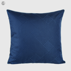 新中式蓝色肌理几何条纹沙发抱枕靠垫样板房客厅家居软装靠枕靠包
