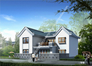 全套两层别墅设计图纸效果图二层农村自建房屋住宅CAD施工图12X15