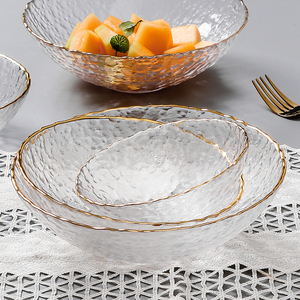 金边水晶玻璃水果盘家用客厅茶几小精致甜品碗高颜值轻奢风糖果盘