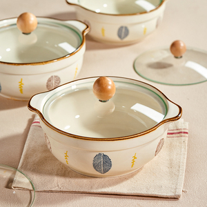 日式带盖双耳汤碗家用陶瓷大号2024新款盛汤大碗高级感餐具泡面碗