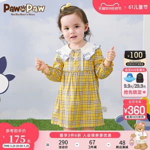 【商场同款】PawinPaw小熊童装秋冬女宝宝娃娃领连衣裙
