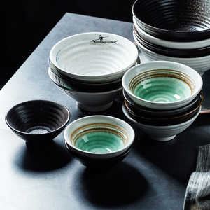 复古小喇叭碗陶瓷小汤碗斗笠酒碗家用日式餐具摄影道具单个米饭碗