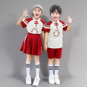 男童学院风幼儿园服男女通用夏装小学生校服中国风演出服儿童套装