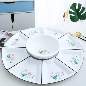 抖音网红同款拼盘餐具组合家用摆盘创意陶瓷饭桌家庭团圆聚会餐盘