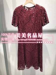 双皇冠现货思菩兰专柜正品0夏装新款女红色蕾丝连衣裙Z182L14