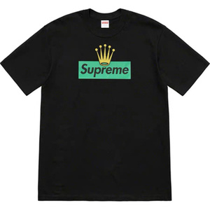 代购 Supreme 联名款圆领皇冠字母LOGO短袖T恤夏季宽松男女情侣款