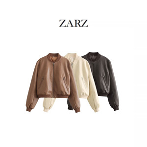ZARZ自制 欧美风 新款女装 ins春夏 美式飞行皮衣百搭夹克外套女