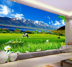 田园风大自然草原壁纸绿色草原森林电视背景墙纸客厅卧室风景墙布