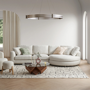 简约布艺半圆形贵妃沙发组合意式现代客厅小户型三人直排转角沙发