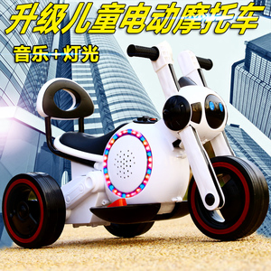 新款太空狗儿童电动摩托车三轮车男女宝宝可座玩具车带音乐电瓶车