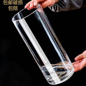 加厚高透玻璃鱼缸圆柱形大号客厅落地花瓶水培透明创意金鱼缸摆件