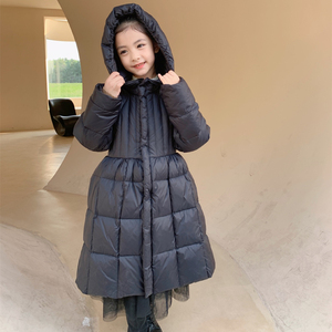 女童羽绒服冬装韩版洋气中大童加厚保暖90白鸭绒儿童裙式公主外套