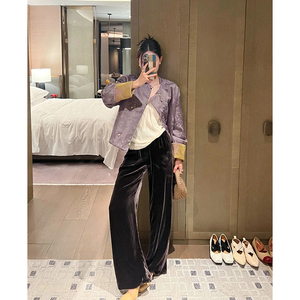 【清仓】新中式女装新款紫色暗纹国风冷清系贵气富家千金外套女