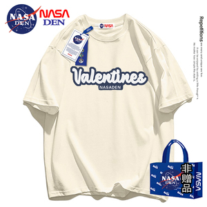 NASA联名美式复古重磅纯棉短袖T恤女夏季新款宽松休闲百搭五分袖